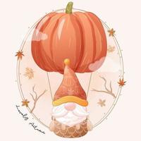 Autumn series cute gnome illustration vector