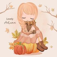 Autumn series little girl illustration vector