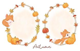 Autumn series little fox illustration vector