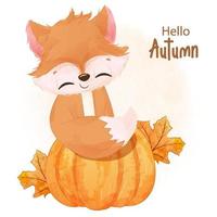 Autumn series little fox illustration vector