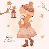 Autumn series little girl illustration vector