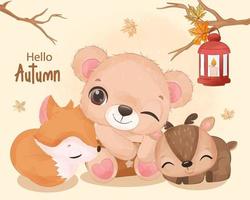 Autumn series little bear illustration vector