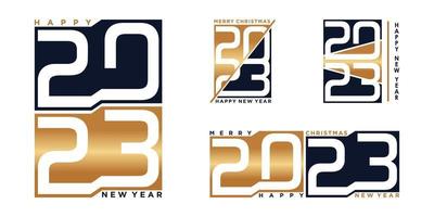 Set of 2023 logo design bundle for new year with golden color and unique concept Premium Vector