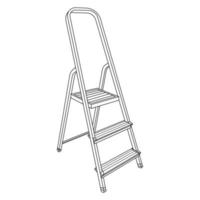 Vector linear isolated foldable stepladder on white background. Outline picture