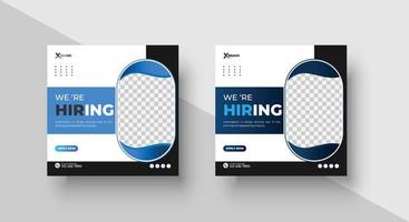 Poster for we are hiring. employees needed. Social media template job vacancy recruitment vector