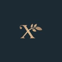 beauty letter logo X leaf luxury logo cosmetic vector