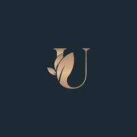 beauty letter logo U leaf luxury logo cosmetic vector