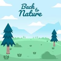 volver a la naturaleza paisaje arte plano diseño vector ilustración