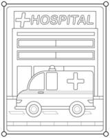 coche de ambulancia adecuado para la ilustración de vector de página para colorear de niños