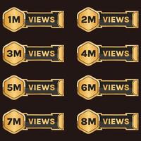 golden mllion views banner vector set