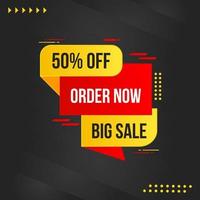 big sale offer banner vector up to 50 percent off order now