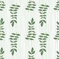 Hand drawn branches with leaves seamless pattern. Simple organic background. vector