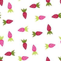 Simple strawberry seamless pattern. Hand drawn strawberries wallpaper. Fruits backdrop. vector