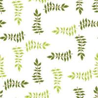 Hand drawn branches with leaves seamless pattern. Simple organic background. vector