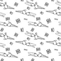 World no bra day. Vector illustration. October 13. Line art.