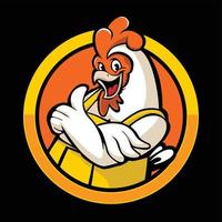 ilustración del logotipo del vector de pollo dando un pulgar hacia arriba