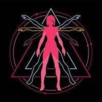 Cyberpunk style human evolution vector logo icon