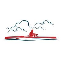 Vector logo illustration of a rower on the river