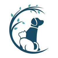 Dog and cat pet vector logo illustration