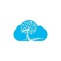 diseño del logotipo de la nube de la iglesia del árbol. vector