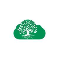 árbol raíces nube forma concepto vector logo diseño.