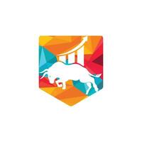 Financial bull logo design. Trade Bull Chart, finance logo. Economy finance chart bar business productivity logo icon. vector