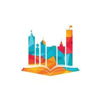 Education building logo design. Vector of book and a building, symbol of library and study.