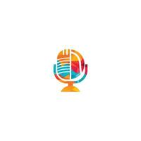 Tennis podcast logo design. Broadcast entertainment business logo template vector illustration.