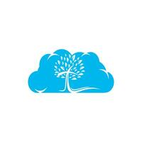 diseño del logotipo de la nube de la iglesia del árbol. vector