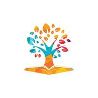 árbol con plantilla de logotipo de educación de libros. vector