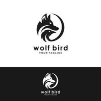 MobileWolf or lion face and bird icon vector