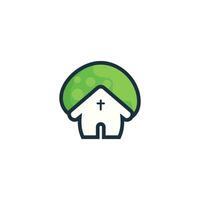 Mushroom church vector logo design. Christian church logo design concept.