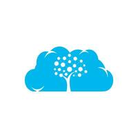 Digital Tree logo design. Cloud storage icon. vector