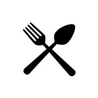 spoon and fork icon, vector graphic illustration