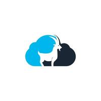 Goat Logo Template vector design. A beard goat in cloud shape logo concept.