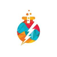 Thunder bolt lab logo vector design. Flask and thunderbolt vector logo design