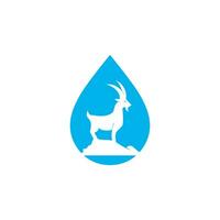 diseño de logotipo vectorial de gota de agua de cabra. diseño de logotipo de vector de cabra de montaña.