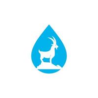 Goat water drop vector logo design. Mountain goat vector logo design.