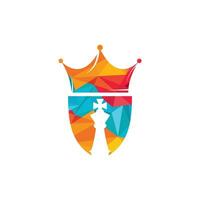 diseño del logotipo vectorial del rey del ajedrez. vector de diseño de icono de logotipo de corona de ajedrez.