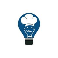 plantilla de logotipo de vector de bulbo de chef. icono de símbolo de ideas de cocina.