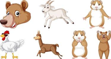 Set of various animals cartoon characters vector