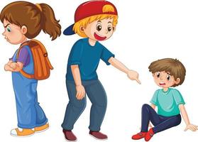 Little boy abused by other kids vector