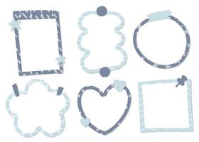 Cute Grey border texture memo abstract texture pattern heart circle flower square rectangle cloud striped notes, blank notebooks, paper sticky notes, notepad, diary scrapbook collection set bundle vector