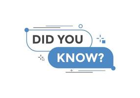 Did you know button. Did you know sign speech bubble. banner label template. Vector Illustration