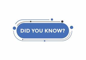 Did you know button. Did you know sign speech bubble. banner label template. Vector Illustration