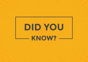 Did you know Colorful label sign template. Did you know symbol web banner vector