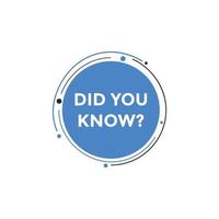 Did you know button. Did you know sign speech bubble. banner label template. Vector Illustration