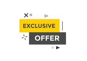 plantilla de signo de etiqueta colorida de oferta exclusiva. banner web de símbolo de oferta exclusiva vector