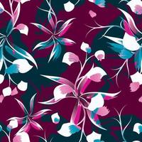 patrón tropical de textura abstracta con hojas de plantas y follaje sobre fondo de gerunge. colorido floral con estilo. fondo floral. trópico exótico. diseños de verano. Rosa y azul. otoño. primavera. caer vector