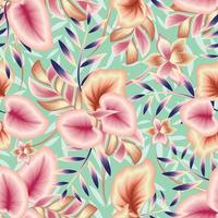 fondo de playa verano tropical de patrones sin fisuras con coloridas plantas abstractas hojas y follaje de flores en la luz. diseño vectorial impresión de la selva. fondo floral. trópico exótico. diseño de verano. otoño vector